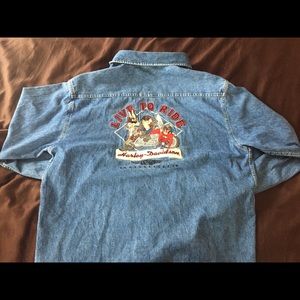Vintage Harley Davidson Looney tunes denim shirt